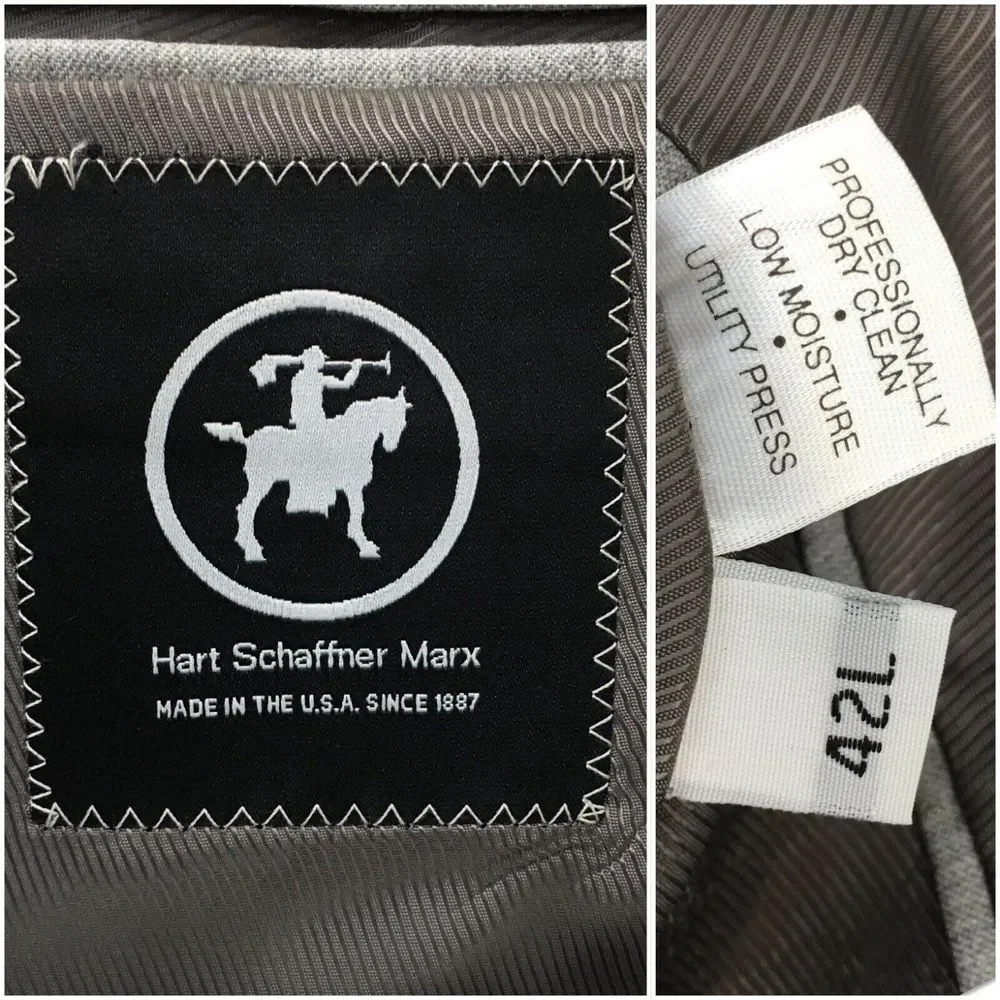 HART SCHAFFNER Mens Blazer Sport Coat Casual Jacket Size 42L‎ Wool Silk Suit USA